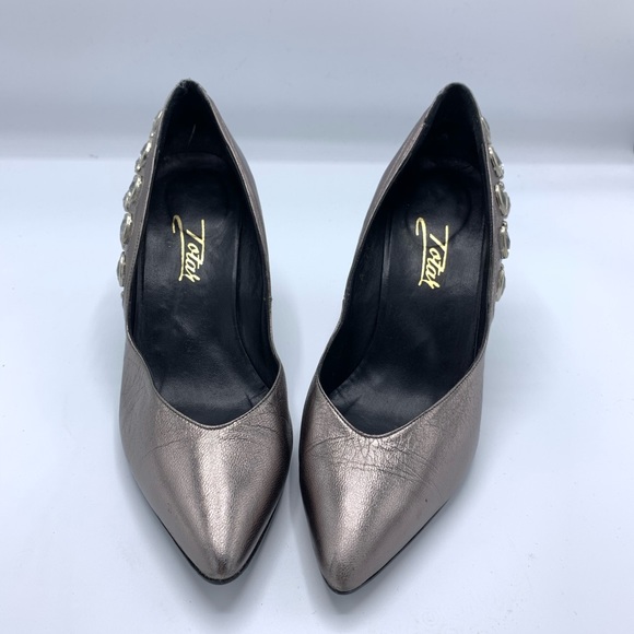 TOTAR Vintage BRONZE RHINESTONE HIGH HEEL PUMPS - Picture 2 of 11